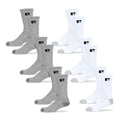 Medium Light Grey White Crew Socks 6-Pack - Moisture-Wicking Cushioned Support