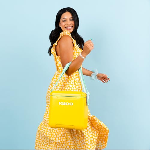 Igloo Tag Along Too Coolers Yellow Insulated Hard Shell Picnic Cooler with Adjustable Strap
