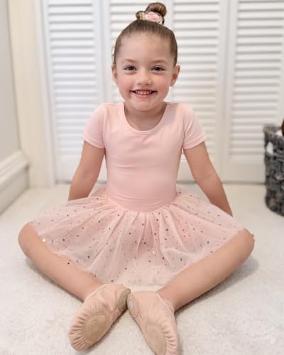 Girls Ballet Leotard with Sequin Tutu Dress Toddler Dance Outfit 4-5T - Ballet Pink