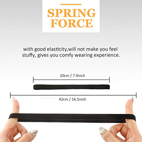 Sport Elastic Headbands Set of 12 Non-Slip Fitness Sweatbands for Men Women - Black White