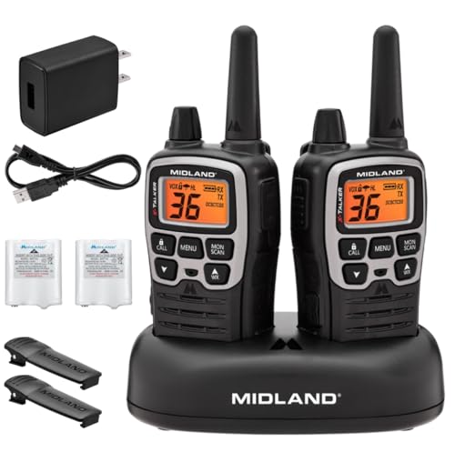 Midland T71VP3 X-Talker FRS Walkie Talkie 2 Pack - Black/Silver, Long Range