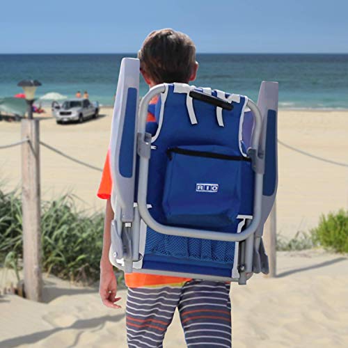 Rio Beach Kid's 5-Position Lay Flat Backpack Beach Chair - Blue