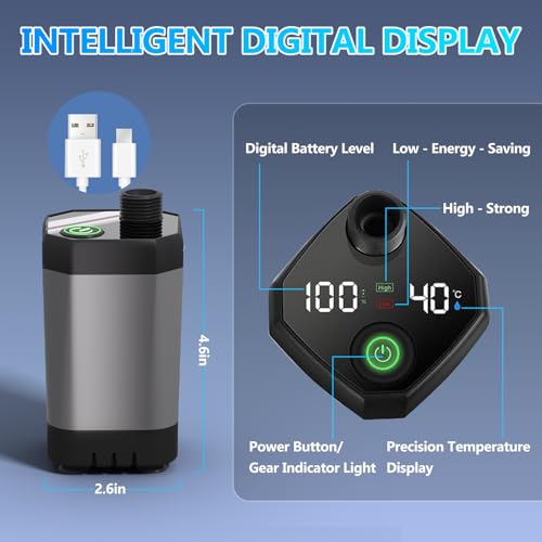 Portable Camping Shower with Water Heater & LED Display – Rechargeable Outdoor Shower for Hiking, Travel, Pets & Car Washing