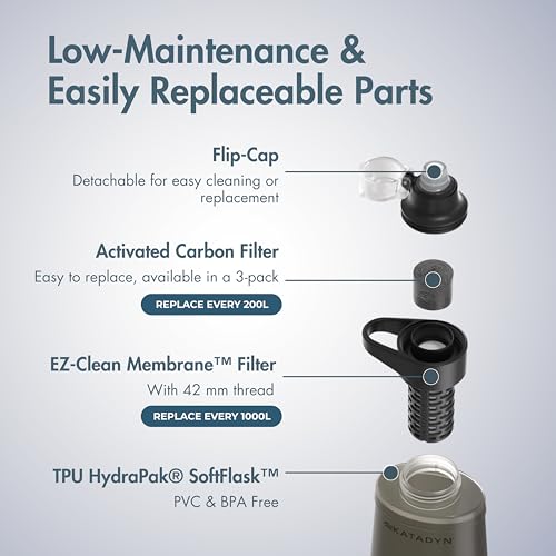 Katadyn BeFree 1L Black Collapsible Water Filter Bottle for Hiking Outdoors