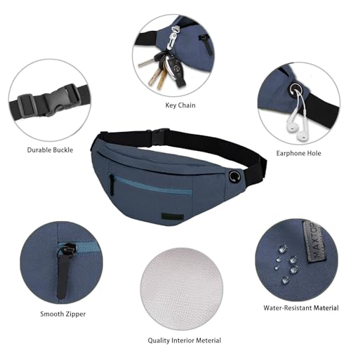 Dim Grey Large Fanny Pack for Men Women with 4 Zipper Pockets - Adjustable Crossbody Sling Bag