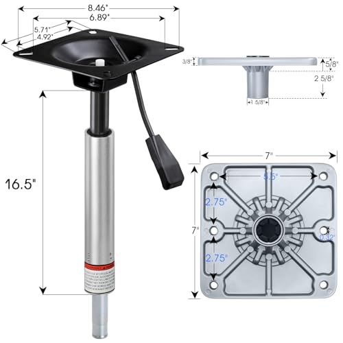 Adjustable Boat Seat Pedestal Kit 14-19 Inch with Locking Pin & Power Mount