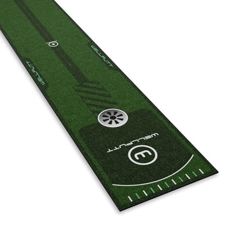 Wellputt Essential 8ft Golf Putting Mat with Alignment Lines for Indoor Practice