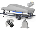 Nukugula Waterproof Boat Cover 17-19ft V-Hull Tri-Hull for 96" Beam, Gray