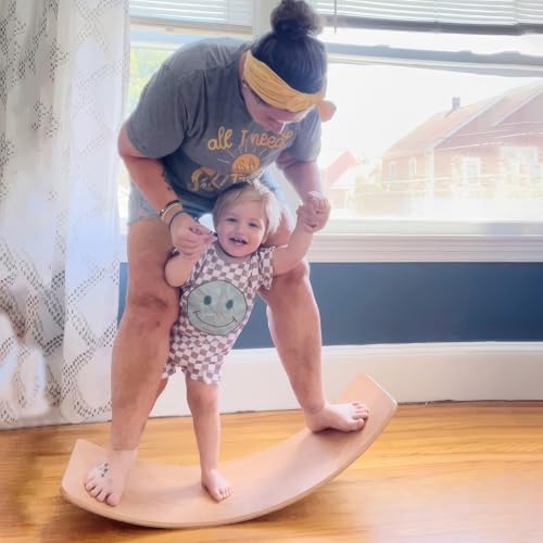 Kids Wooden Balance Board 36 Inches Natural Wood Montessori Wobble Toy