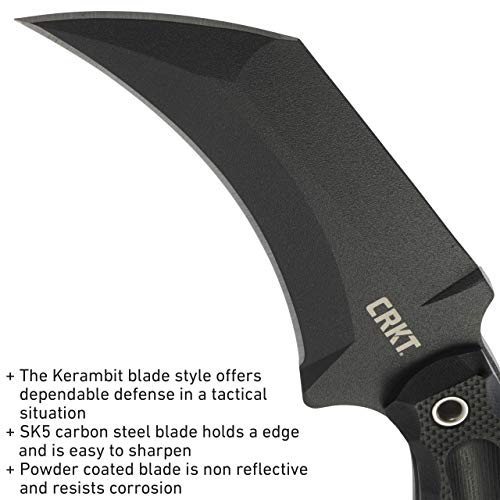 CRKT Du Hoc Fixed Blade Knife with Sheath - Tactical Karambit, Black, 2630