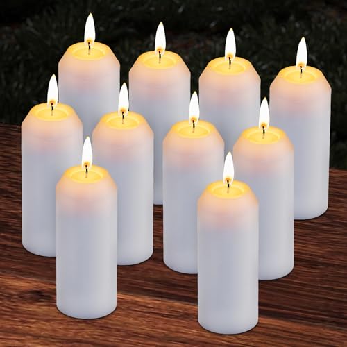 10 Pack Emergency Candles for Power Outages White Unscented 3 Inch Notch-Head