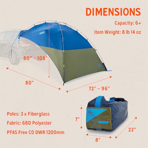 Kelty Sideroads Car Awning Shelter - Universal SUV & RV Sun Shade & Rain Cover