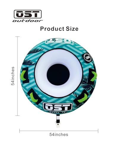 OST Outdoor Racer 1P Towable Tube for Boating - Inflatable Water Tube with Heavy-Duty PVC & Nylon Cover, 4 Handles, Quick Connect System