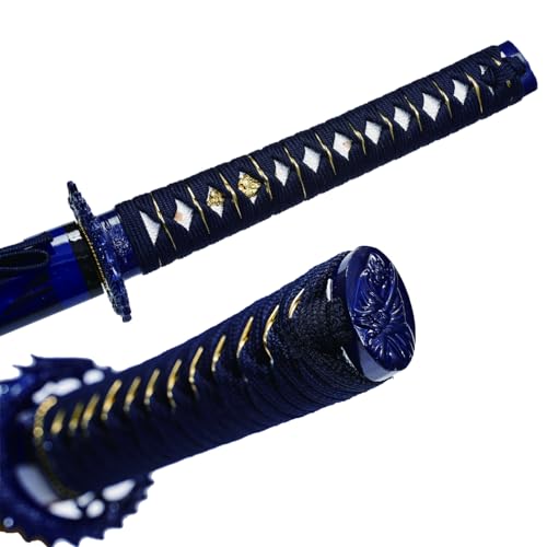 Japanese Katana Samurai Sword Handmade High Carbon Steel 1045 Blue Pattern Gift for Martial Arts & Collectors