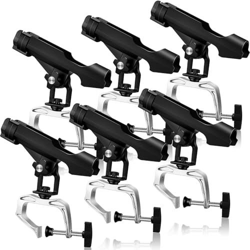 6-Pack Boat Fishing Rod Holders - 360° Adjustable Clamp for Kayak Canoe Raft