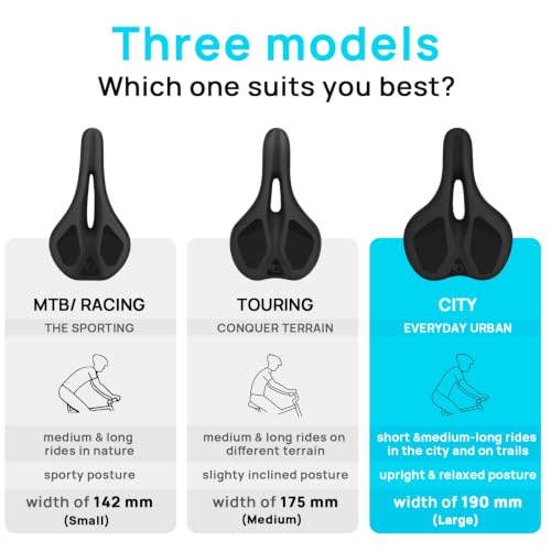Mountain Bike Seat CITY - Comfortable Waterproof Bicycle Saddle with Memory Foam