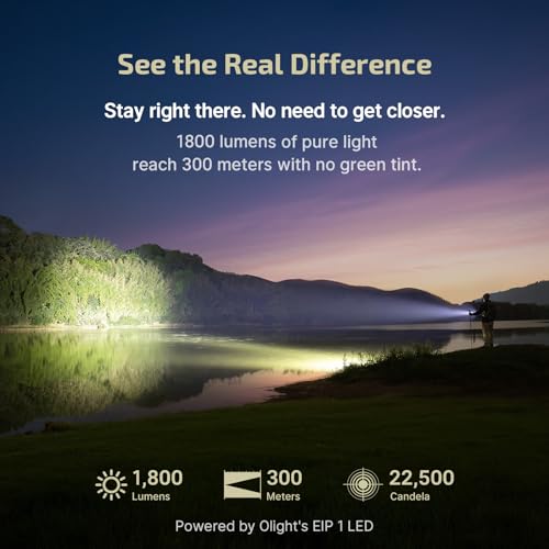 OLIGHT BatonUltra EDC Rechargeable Flashlight - Olive Green, 1800 Lumens, Waterproof