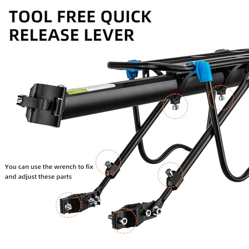 ROCKBROS Rear Bike Rack Quick Release Cargo Rack for Luggage - Black & Blue