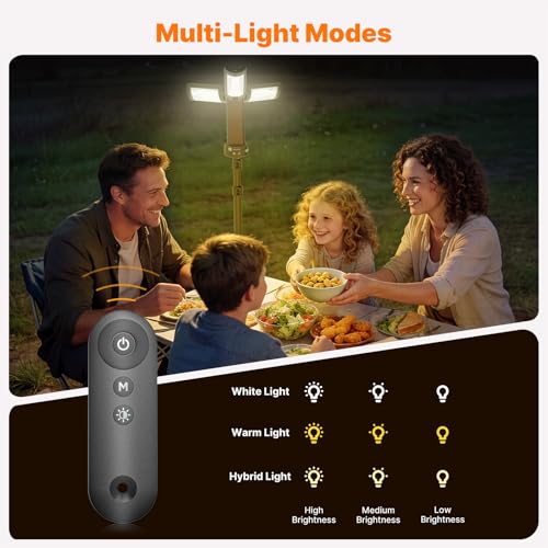 OGERY Black Camping Lights with Stand & Remote, 10000mAh Rechargeable Work Light