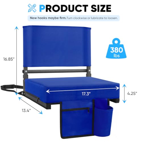 Stadium Bleacher Seat with Back Support and 3.2-Inch Foam Cushion