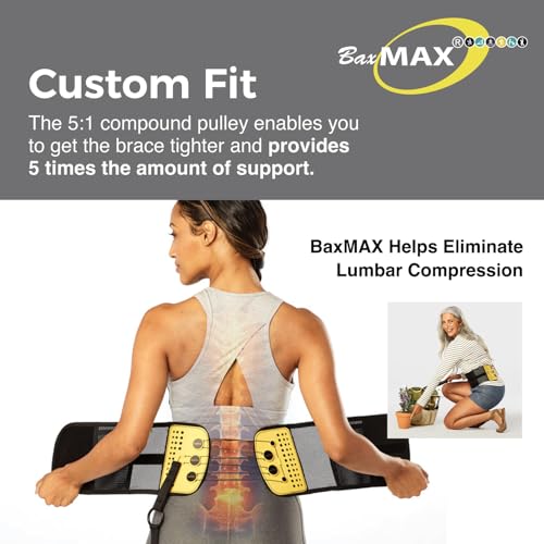 Large Adjustable Back Brace with 5-to-1 Compression Pulley System for Lumbar Support