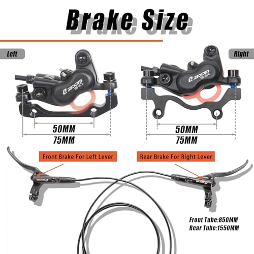 Hydraulic Disc Brake Set for Mountain Bikes - Front & Rear 4 Piston, Bolt-On, Pre-Bled