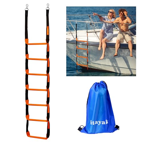 Itayak Boat Rope Ladder - 7 Step Foldable Assist Boarding Orange
