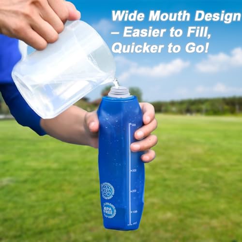 2 Pack Collapsible 500ml Water Bottles BPA-Free Soft Flask for Running Hiking Cycling