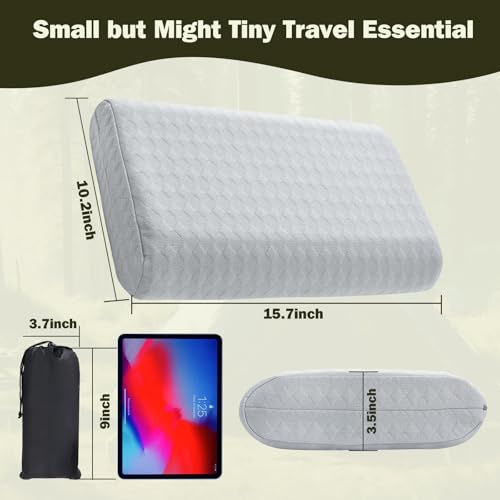 Travel Pillow with Memory Foam and Washable Cover - Gray