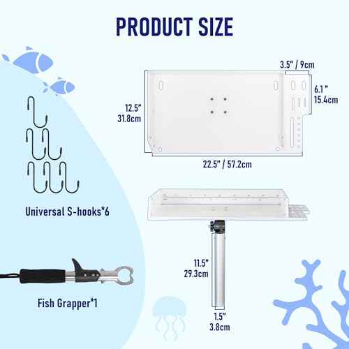 Boat Bait Cutting Board with Adjustable Rod Holder and Tool Slots - Marine-Grade Fishing Fillet Table
