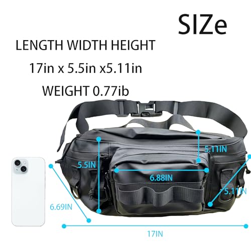 Fishing Fanny Pack for Men - Lightweight Sling Pack, Black
