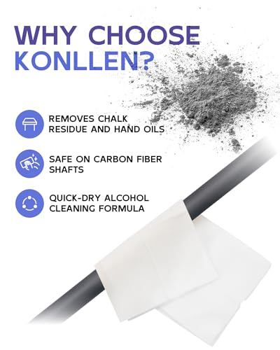 Carbon Fiber Pool Cue Shaft Cleaning Wipes - WetWipes for Shaft Care - White