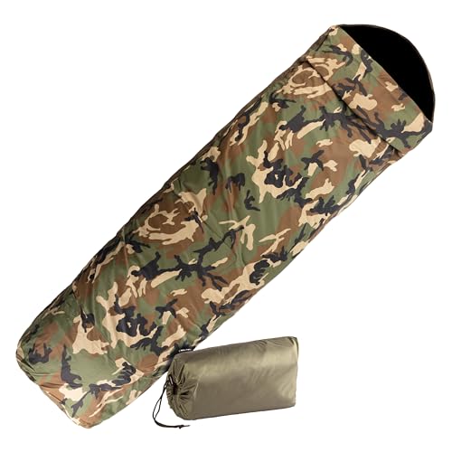 Mil-Tec Woodland Camo Waterproof Sleeping Bag Cover - Lightweight & Breathable