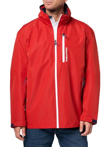Nautica Men's Lightweight Sailing Jacket - P. Red / Medium - Waterproof & Windproof