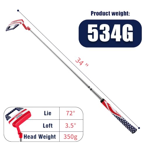 Golf Mallet Putter 34-inch Right Handed High-MOI Patriotic Design for Men & Women