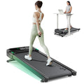 UREVO Auto Incline Walking Pad Treadmill - Black Green, 10% Incline, Quiet Motorized, Home Office Fitness