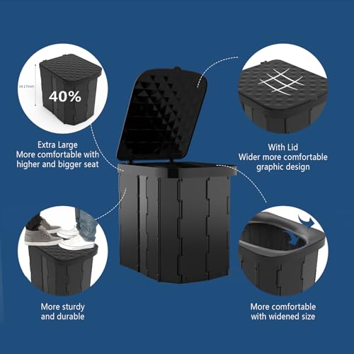 XL Portable Folding Camping Toilet - Black, Lightweight & Durable