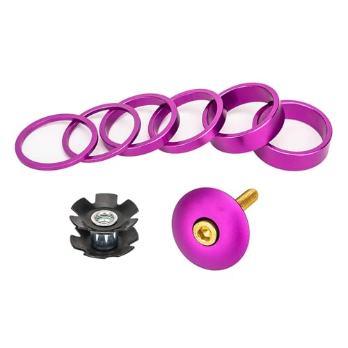 Purple Bicycle Headset Spacer Kit Aluminium Alloy with Stem Cap & Bolts