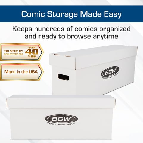 BCW 5 Pack Long Comic Storage Boxes Holds 250-300 Comics Durable Cardboard