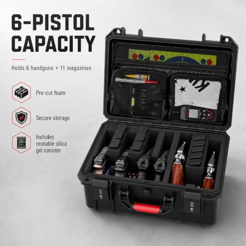 Kinghardcase Pistol Gun Case for Multiple Handguns Black with TSA Locks