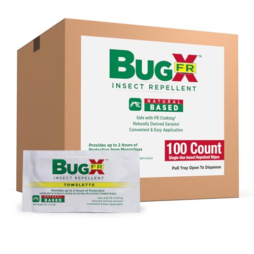 CoreTex Bug X FR DEET-Free Insect Repellent Wipes - 100 Pack, Natural Geranium Oil, Travel Size