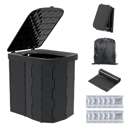 XL Portable Folding Camping Toilet - Black, Lightweight & Durable