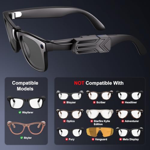 YARENKA 2 Pack Wearable Battery Pack for Meta Ray-Ban Smart Glasses Skyler & Wayfarer (Gen 1 & 2) - Ultra-Light Portable Power Bank