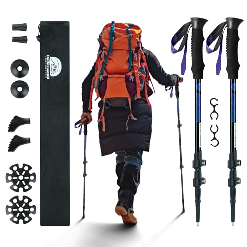 Adjustable Aluminum Collapsible Hiking Poles - Black