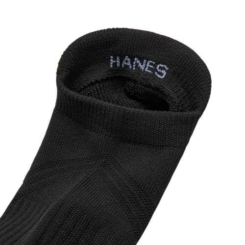 Hanes Men's Cushioned Ankle Socks Pack - Black Heel Shield, Size 6-12, Moisture-Wicking & Impact Zone Support