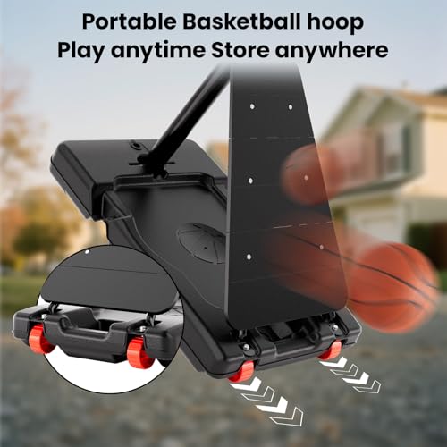 BACKYARD BLITZ Portable Adjustable Basketball Hoop with 40-Inch Backboard - Black, 5.5-10FT Height Range