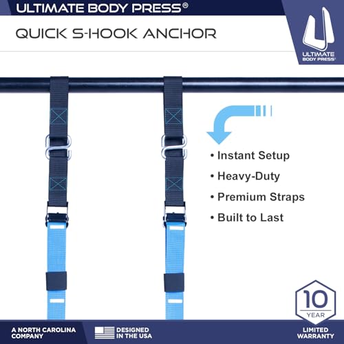 Ultimate Body Press XL Doorway Pull Up Bar & Strap System - Adjustable Width, No-Drill Fitness Equipment