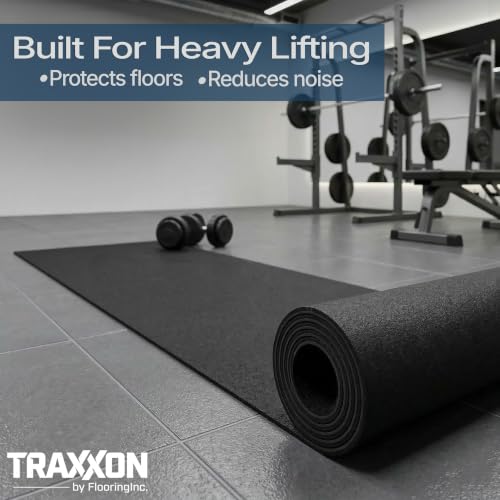 Black Rubber Flooring Roll 1/4 Inch Thick for Home Gym, Stall & Trailer - 120" x 48"