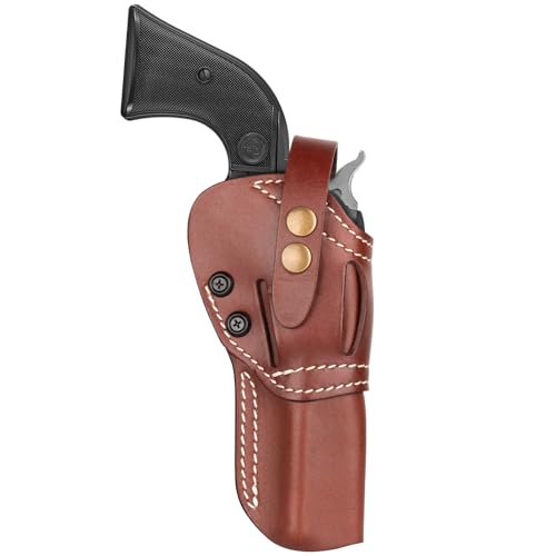 Leather Revolver Holster 4.75 Inch for Ruger Wrangler & Heritage Rough Rider - Ambidextrous, Adjustable Retention