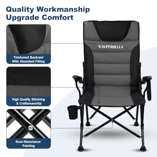 Superrella Portable Camping Chair with Movable Backrest & Padded Seat